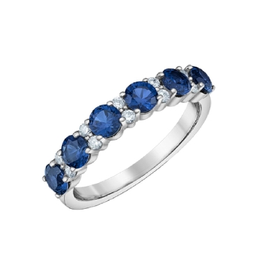 LAB-Grown Sapphire &amp; Diamond Ring
6 - 3.75mm Sapphires
10 Lab Gro...
