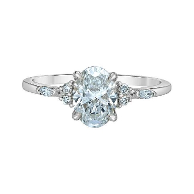 Oval LAB-Grown Diamond Ring with Marquise and Round Lab Sides 1.67c...