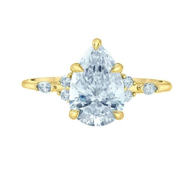 LAB-Grown Pear Diamond Ring 2.1ctw
14KT Yellow Gold

2.06ct Cent...