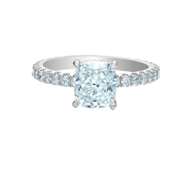 LAB-Grown Cushion-Cut Diamond Hidden Halo Engagement Ring 2.0ctw
1...