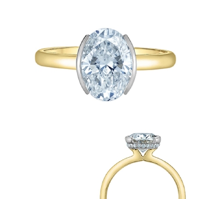 LAB-Grown Oval Semi-Bezel Diamond Ring With Hidden Halo 3.19ctw
14...