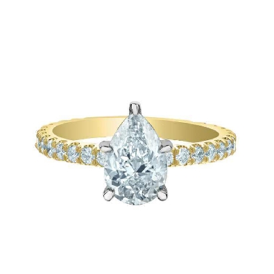 LAB-Grown Pear-Shaped Diamond Engagement Ring 2.0ctw
14KT Yellow &amp;...