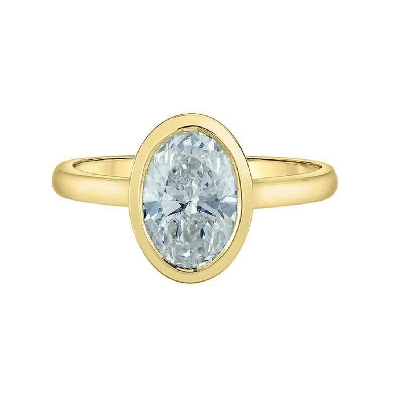 Oval Bezel Set LAB-Grown Diamond Solitaire Ring 2.0ct
14KT Yellow ...