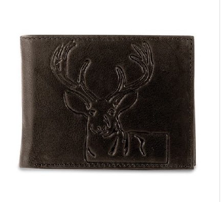 Brown RFID Blocking Embossed Deer BI Fold Wallet  