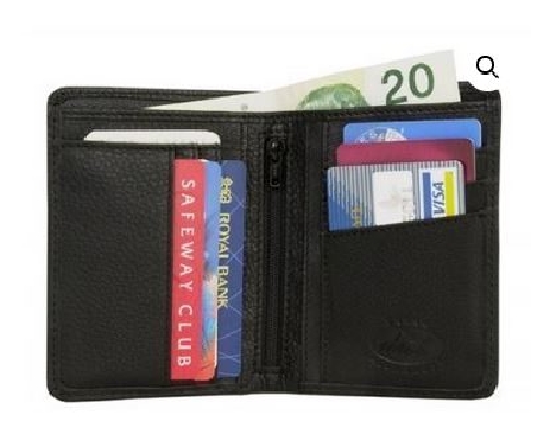 Derek Alexander Leather
 Slim Showcard Wallet w/ Zipper
Black  