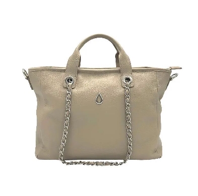 Tumbled Genuine Leather Shoulder Bag in Taupe

Made in Italy. 
E...