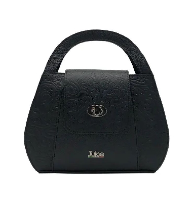Soft Embossed and Tumbled Genuine Leather Shoulder Bag in Black

...