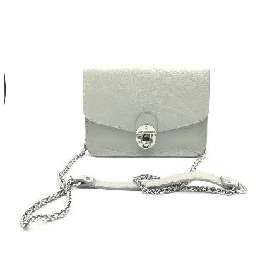 Tumbled Genuine Leather Handbag in Light Grey
Made in Italy.

Fi...