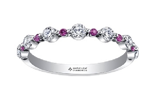 Maple Leaf Canadian Diamond and Ruby Ring 0.42ctw
18KT WG/Palladiu...