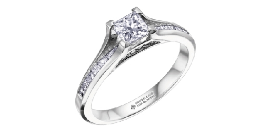 Princess Cut Engagement Ring 0.65ctw  18KT WG/Palladium Mix (Nickel...