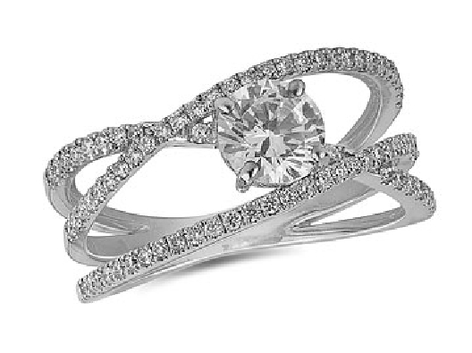 Diamond Cross Over Engagement Ring 14KT WG  1.12ctw

(Pictured w/...
