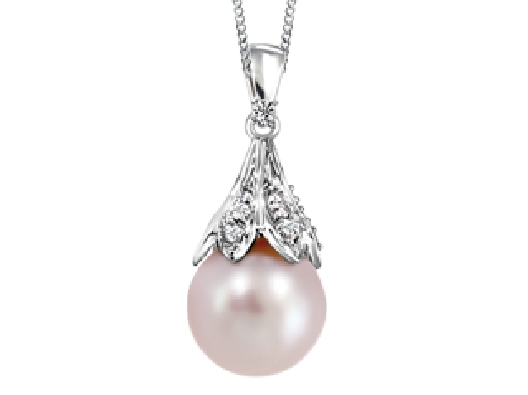 Pink Pearl and Canadian Diamond Pendant in10KT WG 0.065ctw

Pearl...