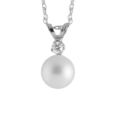 6-6.5mm Chinese Akoya Cultured Saltwater Pearl Pendant - 17    With...