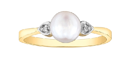 Pearl and Diamond Ring in 10KT Yellow Gold   