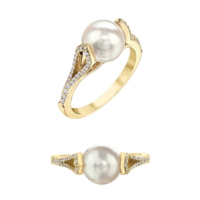 Pearl and Diamond Ring 0.228ctw
10KT Yellow Gold

Pearl 8mm  