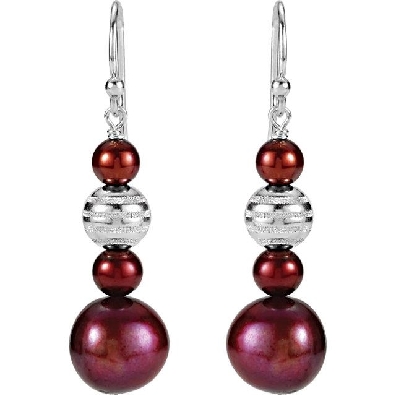 Freshwater Cultured Dyed Pearl Dangle Earrings  