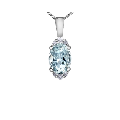 Aquamarine and Diamond Pendant 0.05ctw
10KT White Gold

Aquamari...