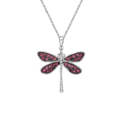 Ruby and Diamond Dragonfly Pendant0.01ctw
10KT White Gold  