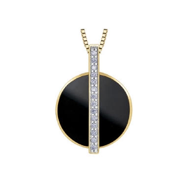 Onyx &amp; Diamond Pendant
10KT Yellow Gold
.07ctw

2x Onyx - 12.5x...