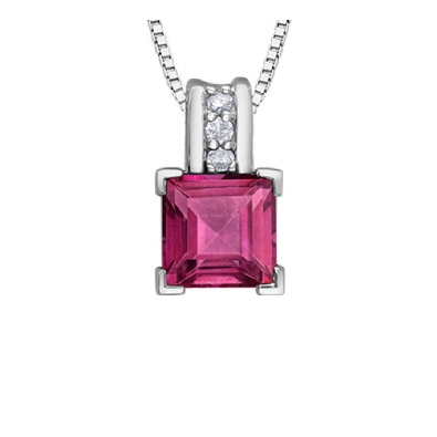 Pink Topaz and Diamond Pendant  0.04ctw
10KT White Gold

Pink To...