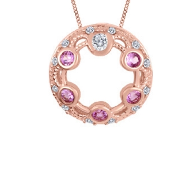 Canadian Diamond &amp; Pink Sapphire Pendant 0.085ctw
10KT White Gold ...