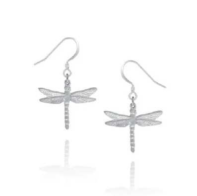 Pewter Dragonfly Drop Earring  