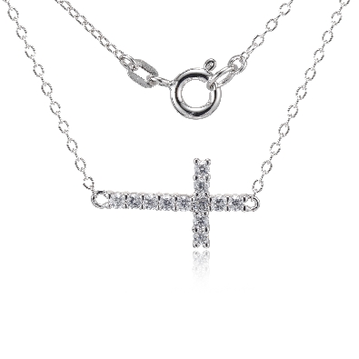 Reign 
Diamondlite CZ
Sideways Cross Necklace
Silver/Rhodium Pla...