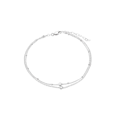 Reign 
Diamondlite CZ
Double Strand Anklet
Beaded Chain w/CZ
St...
