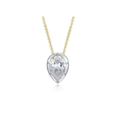 Reign 
Diamondlite CZ
12x8 mm Teardrop Necklace
Rhodium/Gold Pla...