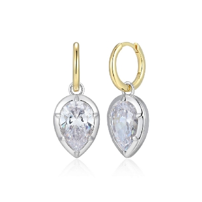 Reign 
Diamondlite CZ
12x8 mm Teardrop Earrings
Rhodium/Gold Pla...