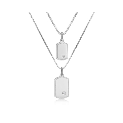 Reign 
Diamondlite CZ
Mini Me Dog Tag Pendant Set
CZ/Silver/Rhod...