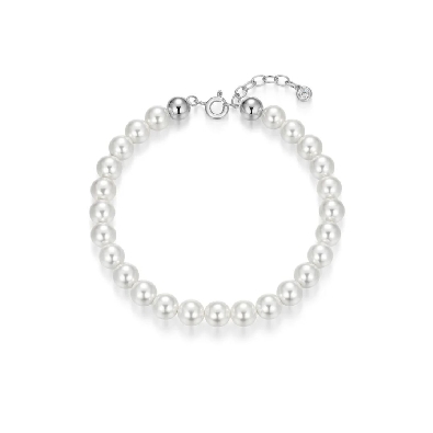 Reign Diamondlite CZ
6mm White Shell Pearl Bracelet 
CZ/Sterling ...