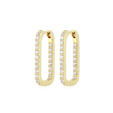 Diamondlite CZ
Square Hoop Earrings w/CZ
Sterling Silver/Yellow G...
