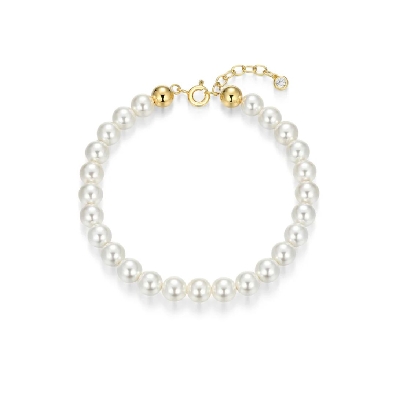 Reign Diamondlite CZ
6mm White Shell Pearl Bracelet 
CZ/Sterling ...