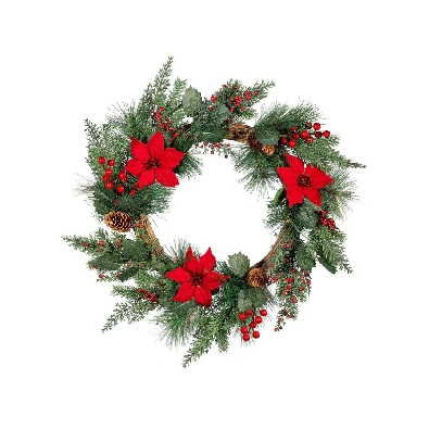 Holiday Poinsettia Wreath
w/ Ornaments
20    