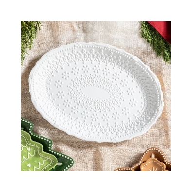 Embossed Ceramic
White Platter
14  x9    