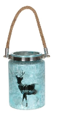 Blue; Silver or Magetna Ice Jar w/Rope Handle 6X4    