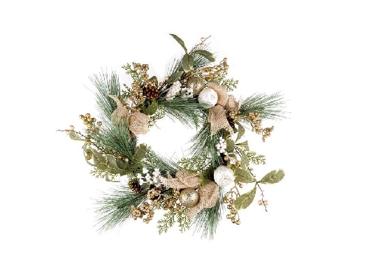 White & Champagne Pine Wreath  