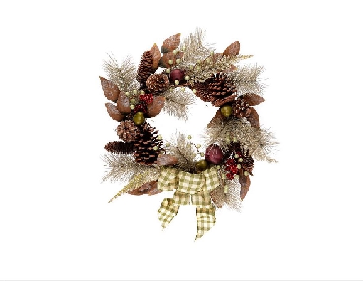 20   Wreath w/Pine Cones & White Berries  