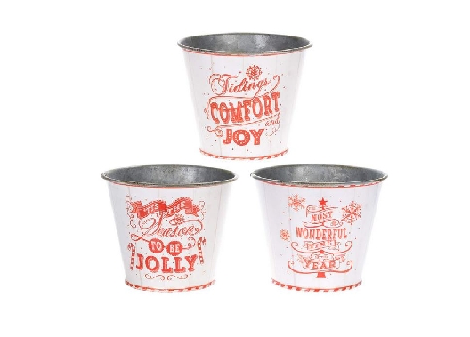 Red & White Christmas Pail - Choose from 3 styles  