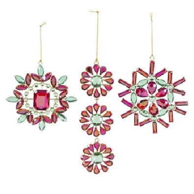 Green and Red Crystal Ornament - Choose from 3 styles  