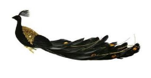 14.5   Black/Gold Feather Clip Peacock  