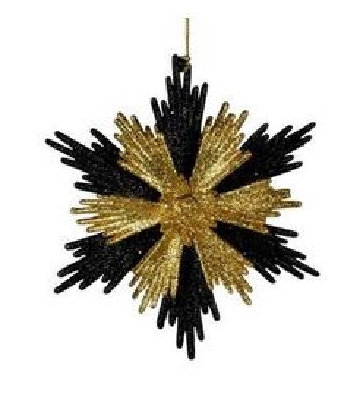 5   Blk/Gold Glitter Snowflake Ornament  