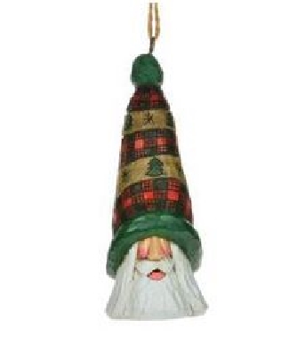 Cottage Carvings Santa Orn W/Blk/Red Plaid 5    