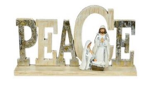 Wood Look Peace W/Holy Family 10.5x6.5    