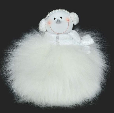 Snowman With White Faux Fur Dress  