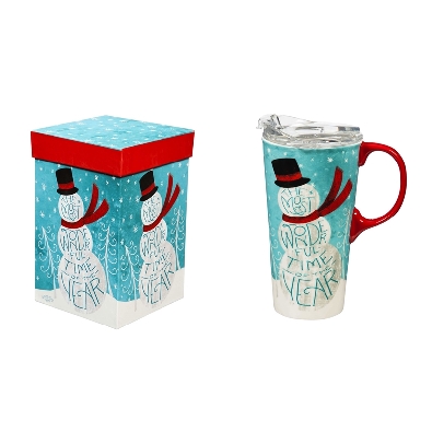 The Most Wonderful Time of Year; Ceramic Travel Cup; 17 OZ. ;w/box ...