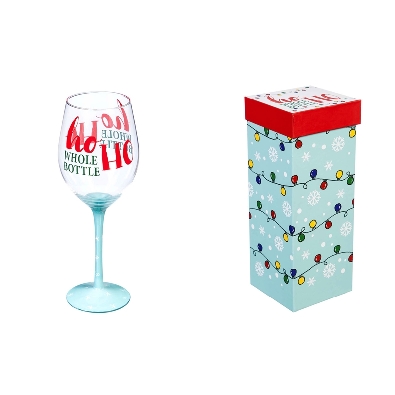 Ho Ho Whole Bottle; Wine Glass w/ Box; 12 oz.  