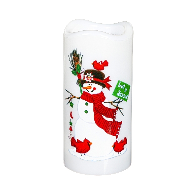 LED Snowman Pillar Table Decor with Projected Icons  