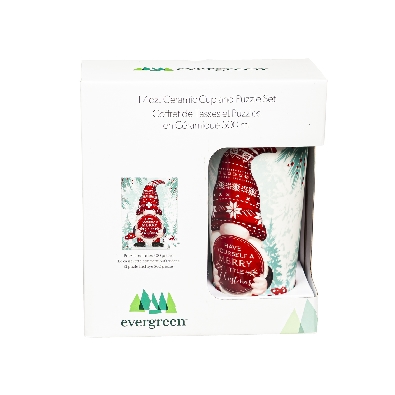 17 OZ Ceramic Cup and Puzzle Gift Set; Christmas Gnome  